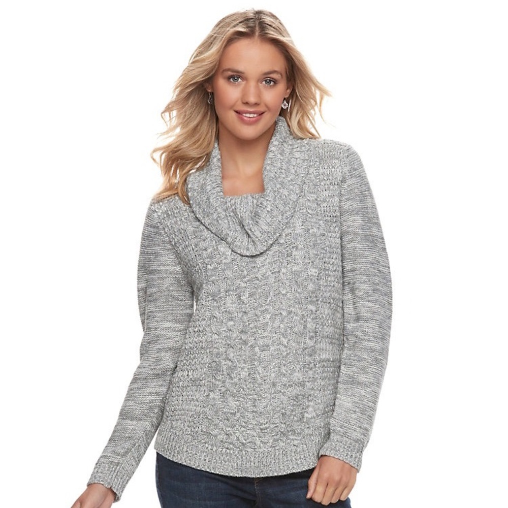 It’s Our Time Cowlneck Cable Knit Sweater Size‎ L